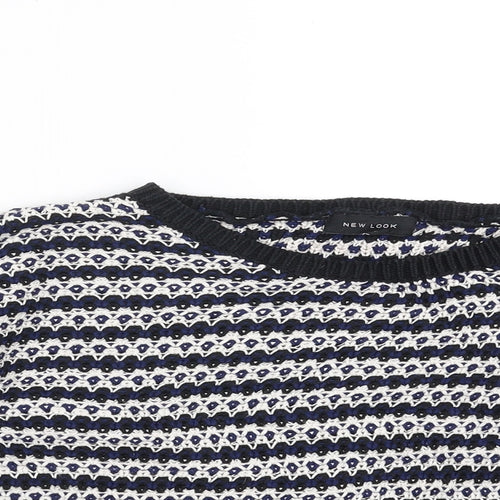 New Look Womens Black Geometric Knit Pullover Jumper Size 8