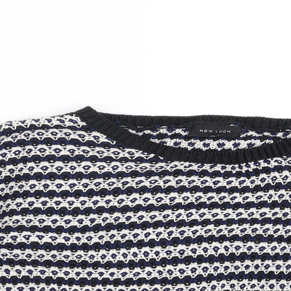 New Look Womens Black Geometric Knit Pullover Jumper Size 8