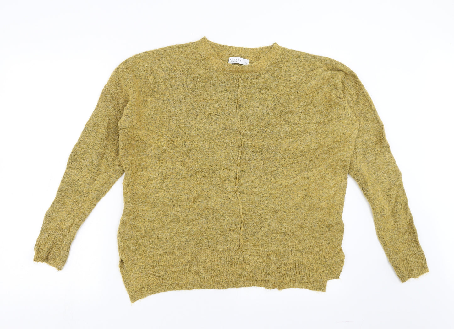 Papaya Womens Yellow  Knit Pullover Jumper Size M