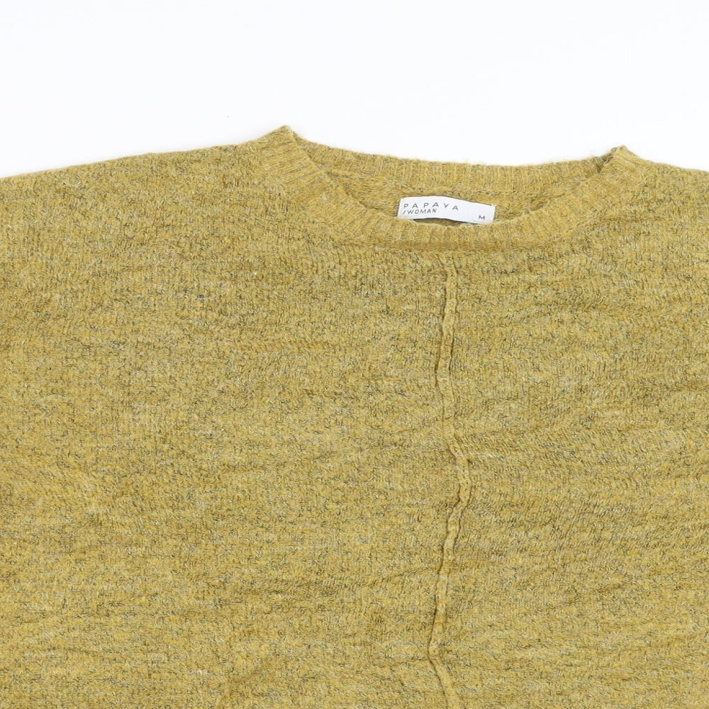 Papaya Womens Yellow  Knit Pullover Jumper Size M