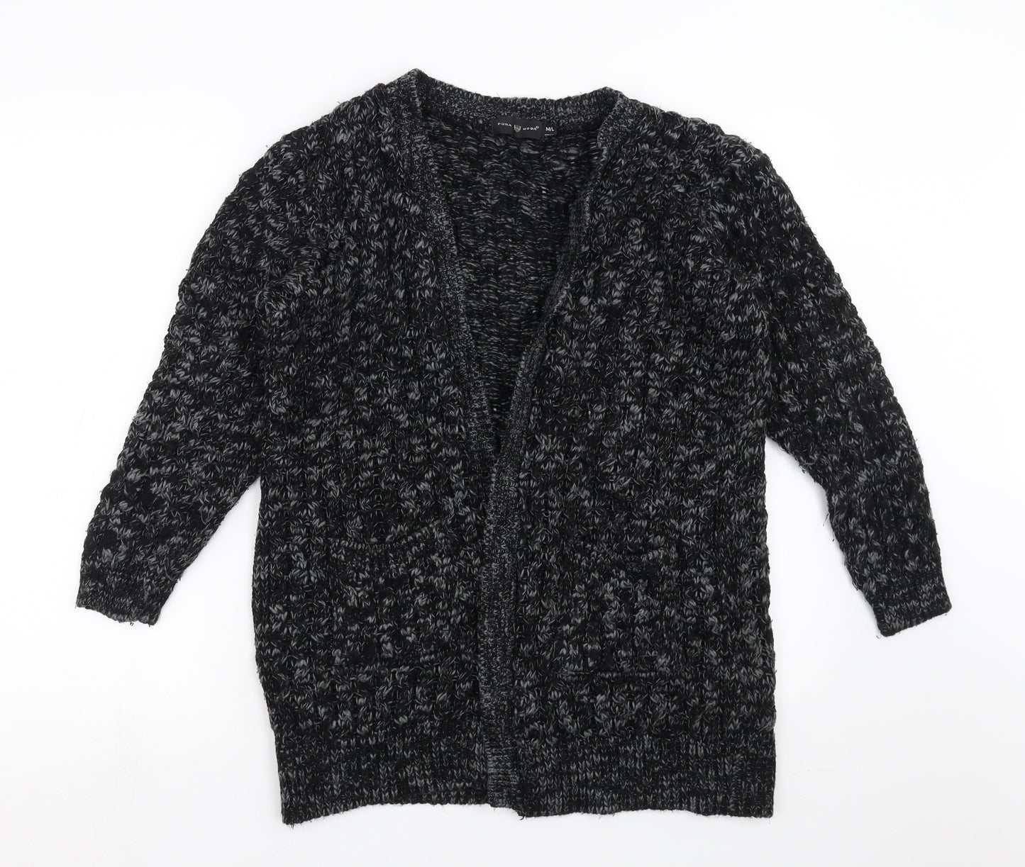 Pura Moda Womens Black  Knit Cardigan Jumper Size M