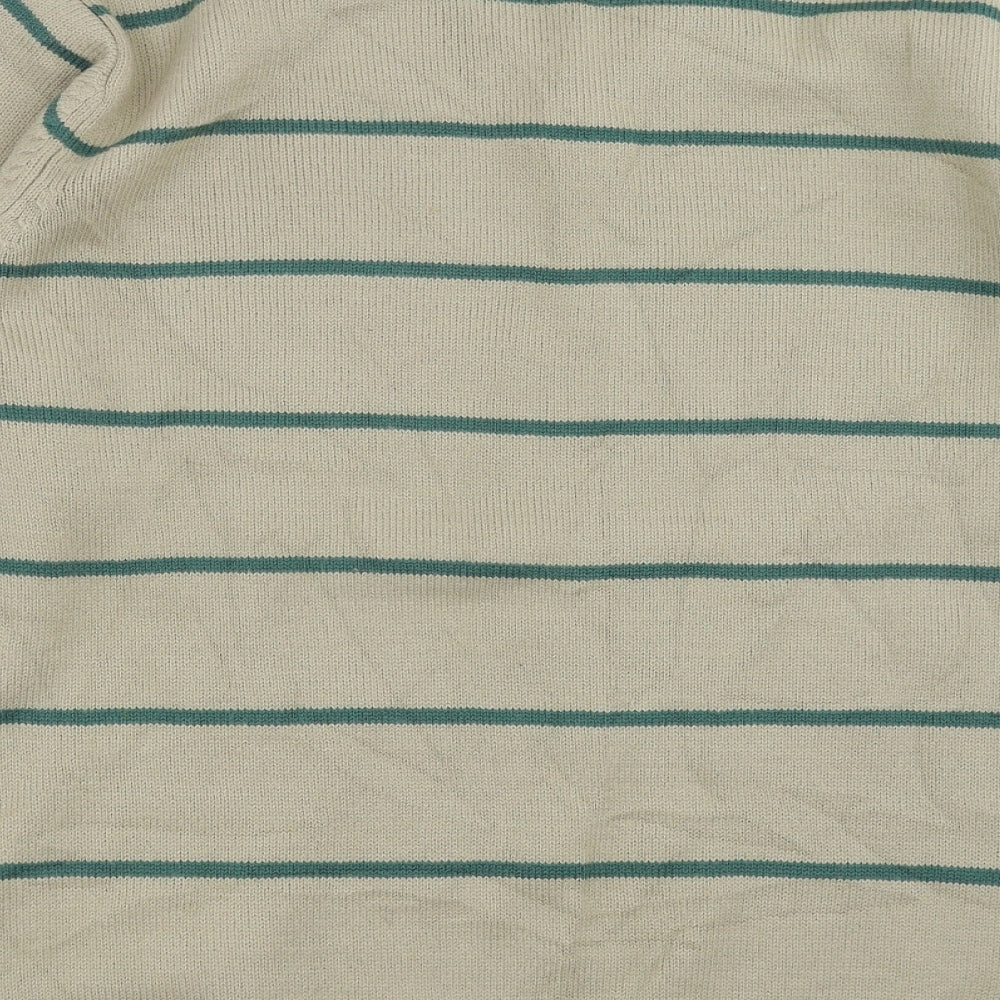 South Bay Mens Beige Striped Knit Pullover Jumper Size M