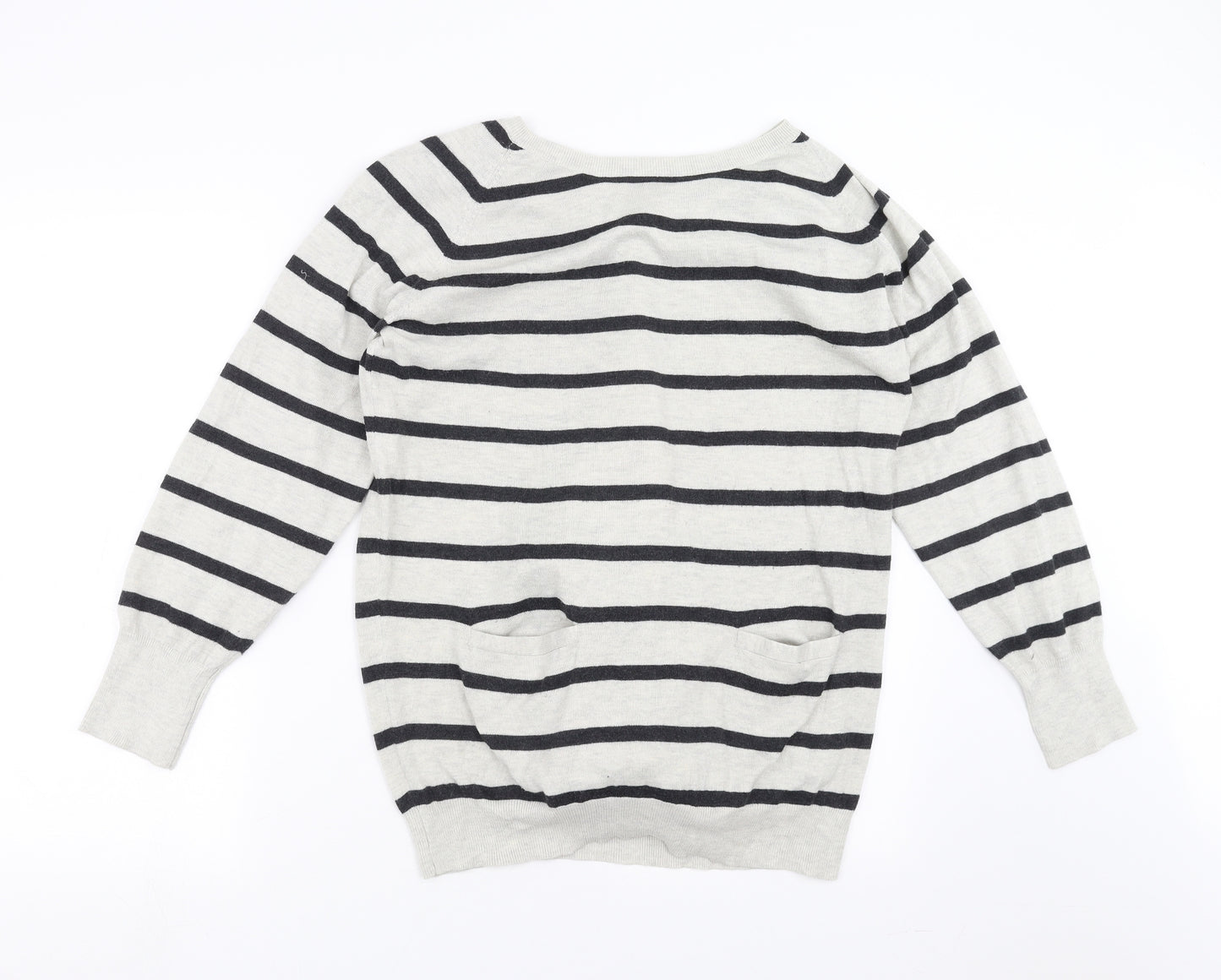 mamas & papas Womens Beige Striped Knit Pullover Jumper Size 12