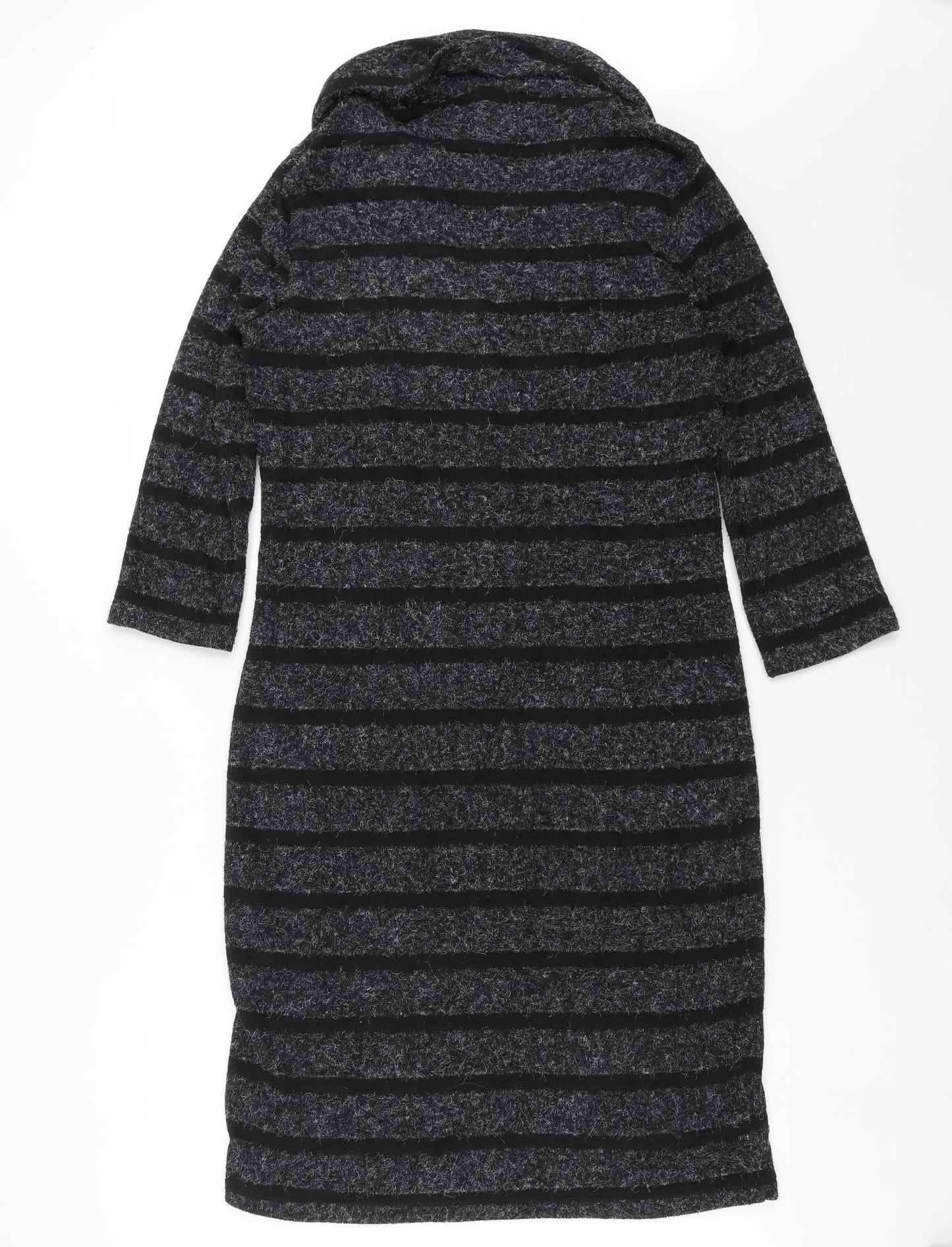 Marks and Spencer Womens Grey Striped Knit Jumper Dress  Size 12