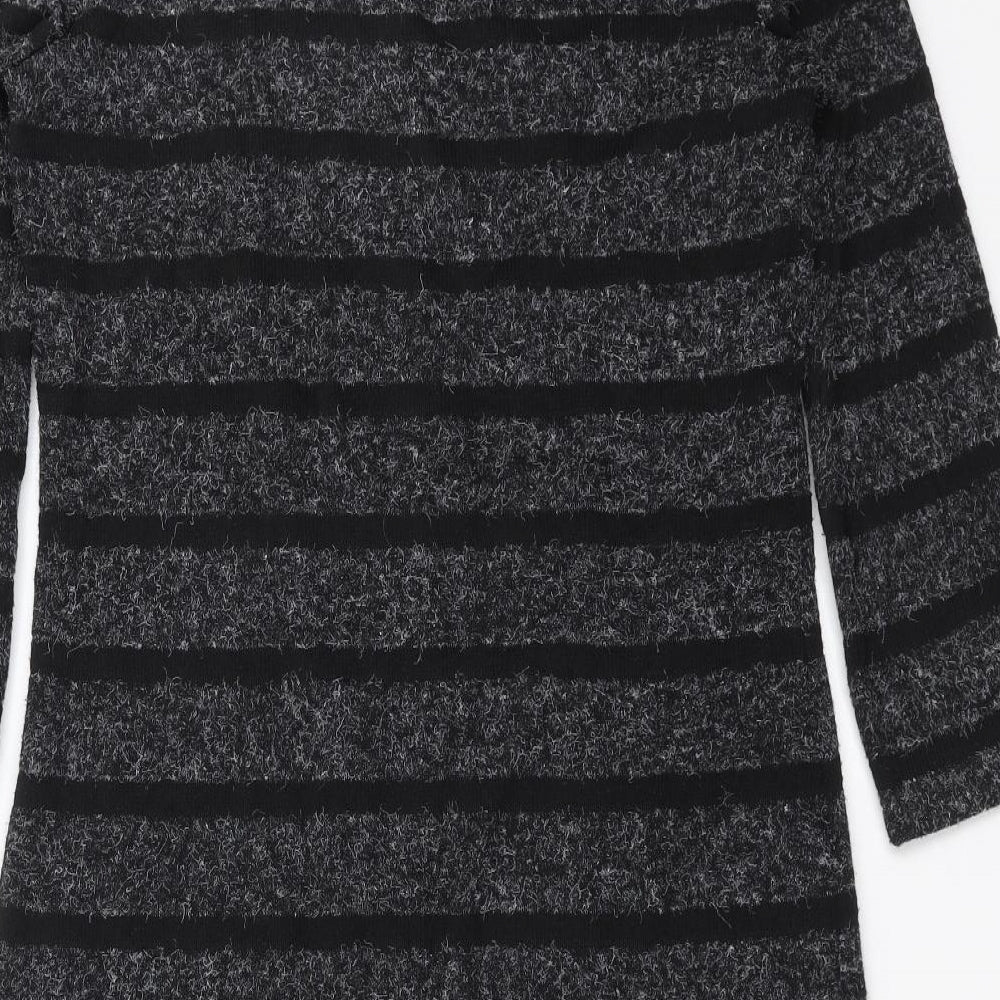 Marks and Spencer Womens Grey Striped Knit Jumper Dress  Size 12