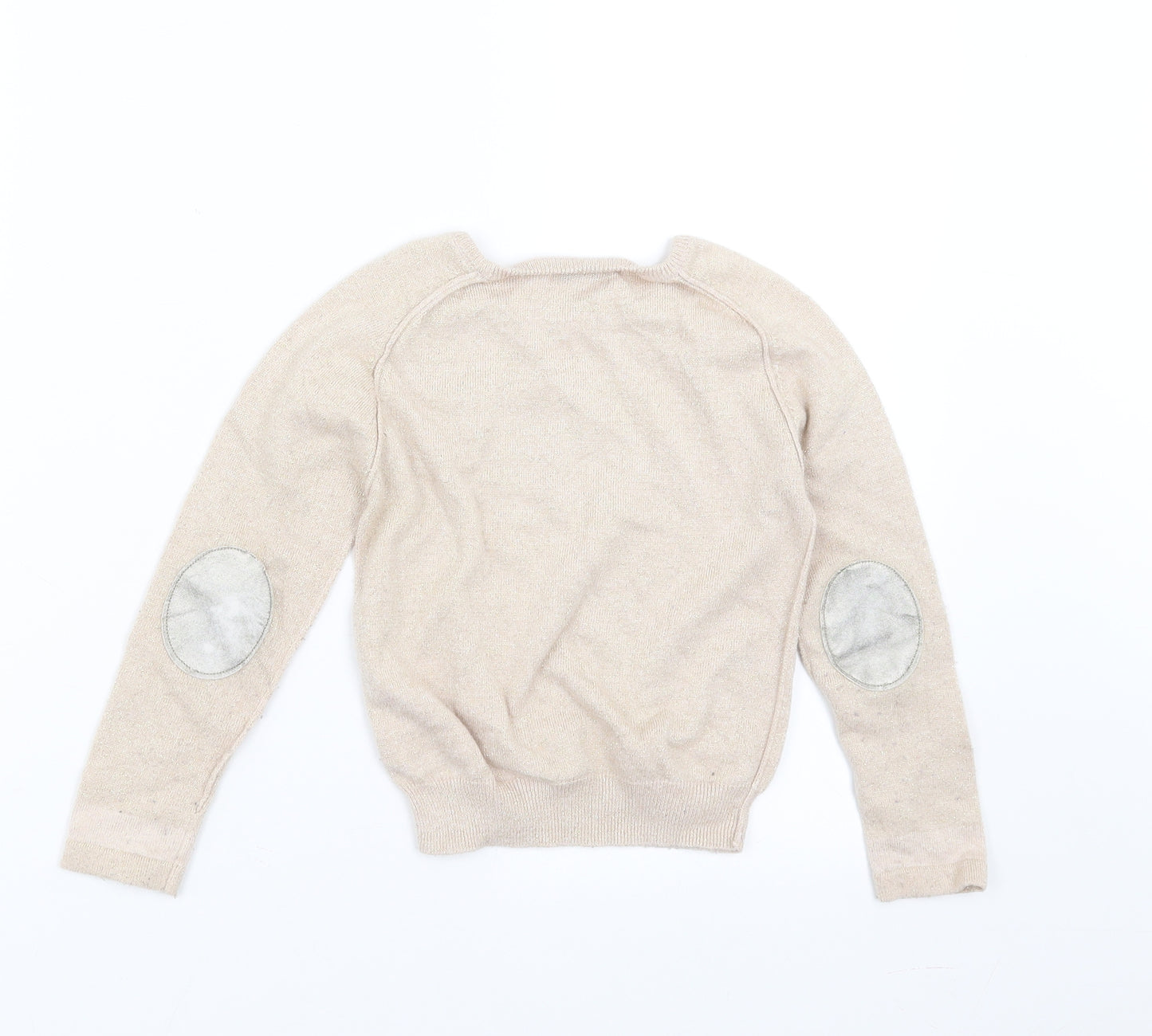 NEXT Girls Beige  Knit Pullover Jumper Size 5-6 Years  - star