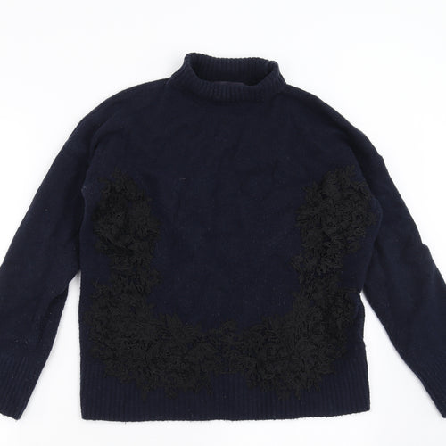 Marks and Spencer Womens Blue  Knit Pullover Jumper Size S  - Lace Detail