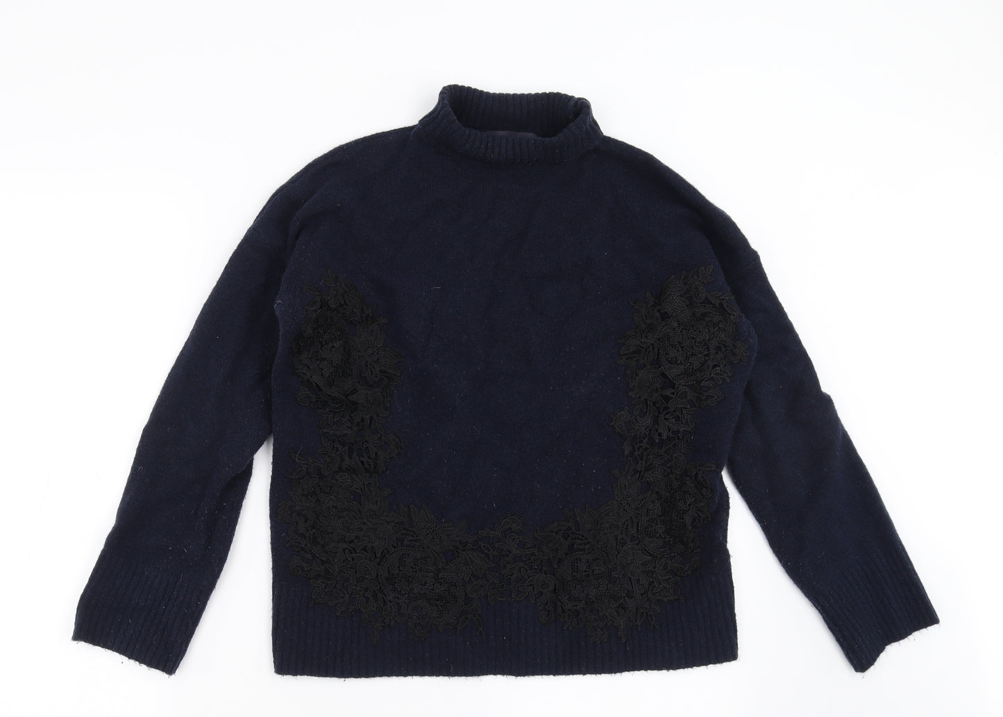 Marks and Spencer Womens Blue  Knit Pullover Jumper Size S  - Lace Detail