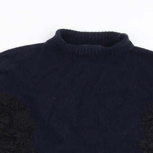 Marks and Spencer Womens Blue  Knit Pullover Jumper Size S  - Lace Detail