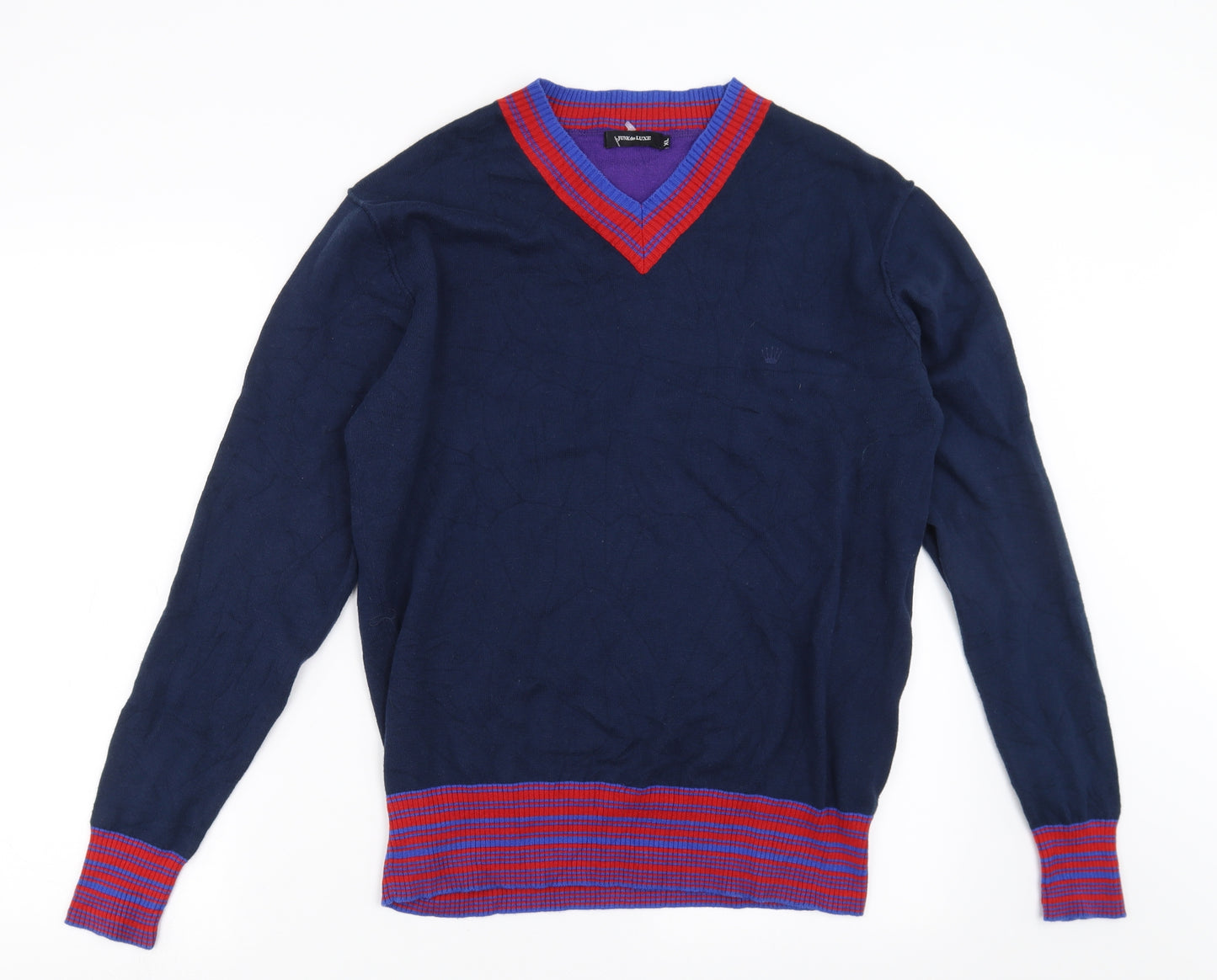 JUNK de LUXE Mens Blue  Knit Pullover Jumper Size XL