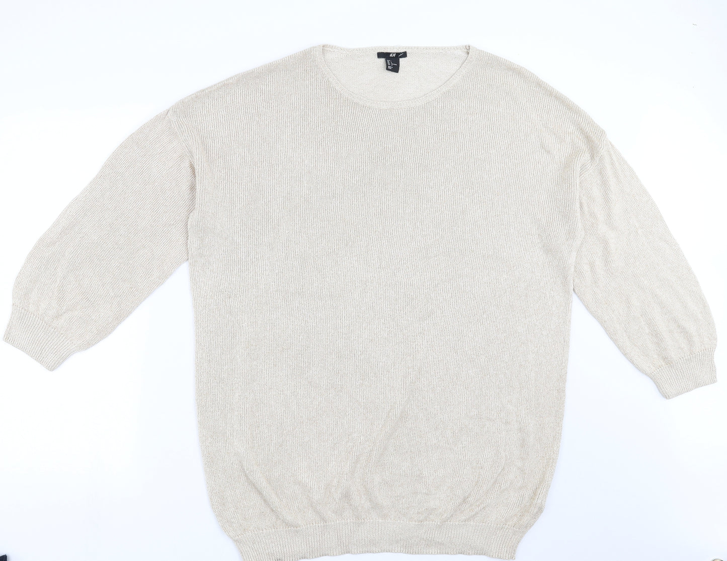 H&M Womens Beige  Knit Pullover Jumper Size L