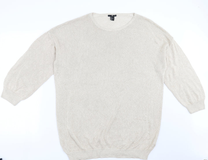H&M Womens Beige  Knit Pullover Jumper Size L