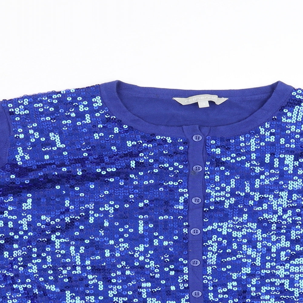Red Herring Womens Blue   Cardigan Jumper Size 18  - sequins