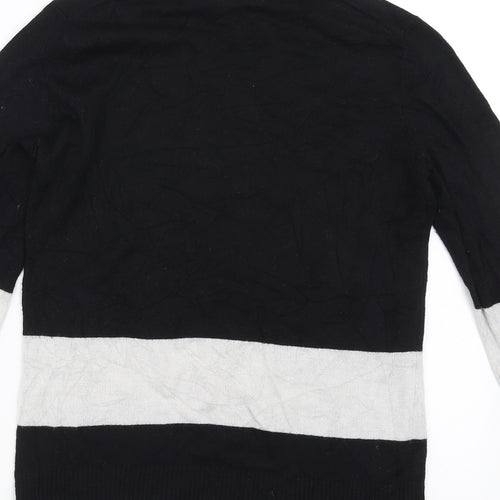 Vertical Design Womens Black  Knit Pullover Jumper Size S
