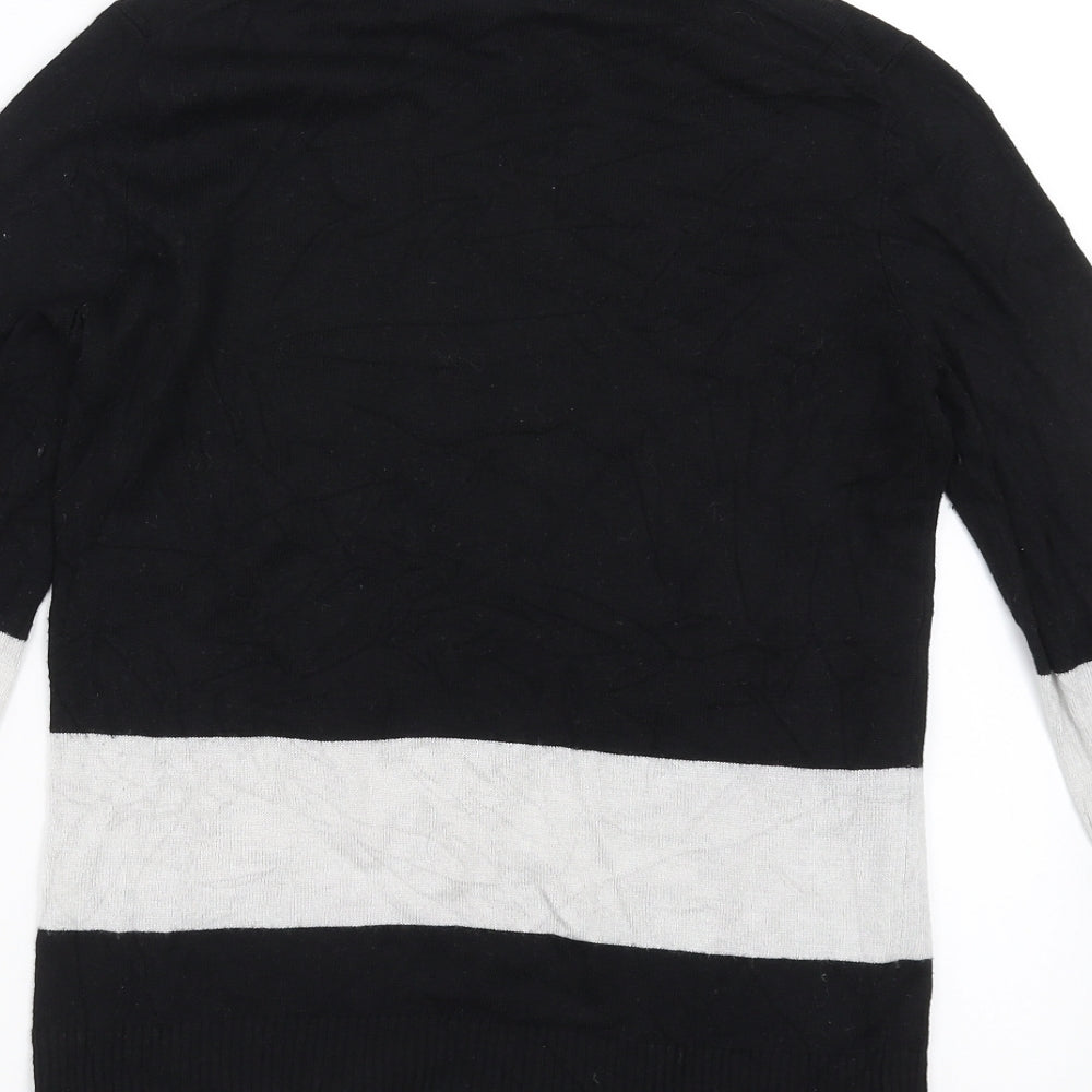 Vertical Design Womens Black  Knit Pullover Jumper Size S