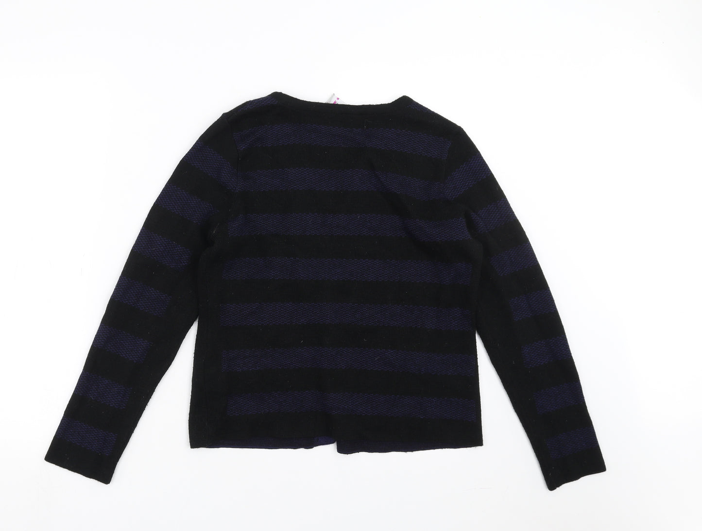 Marks and Spencer Womens Black Striped Knit Cardigan Jumper Size 12