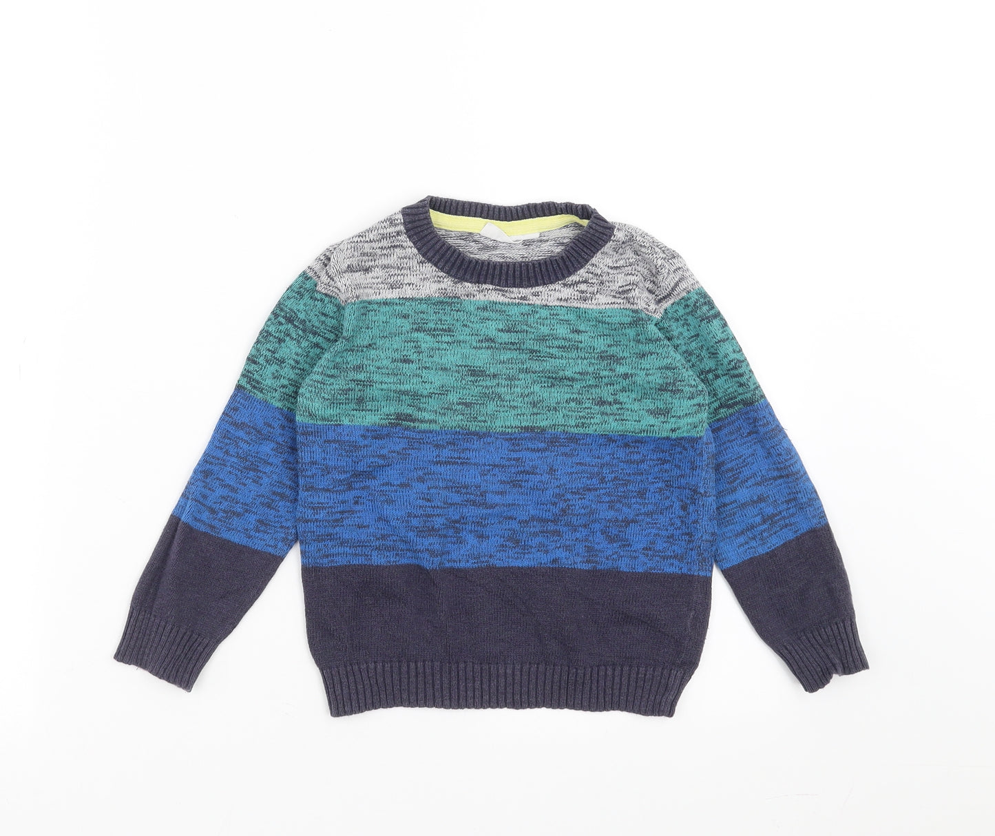Duck & Dodge Boys Blue Striped Knit Pullover Jumper Size 4-5 Years