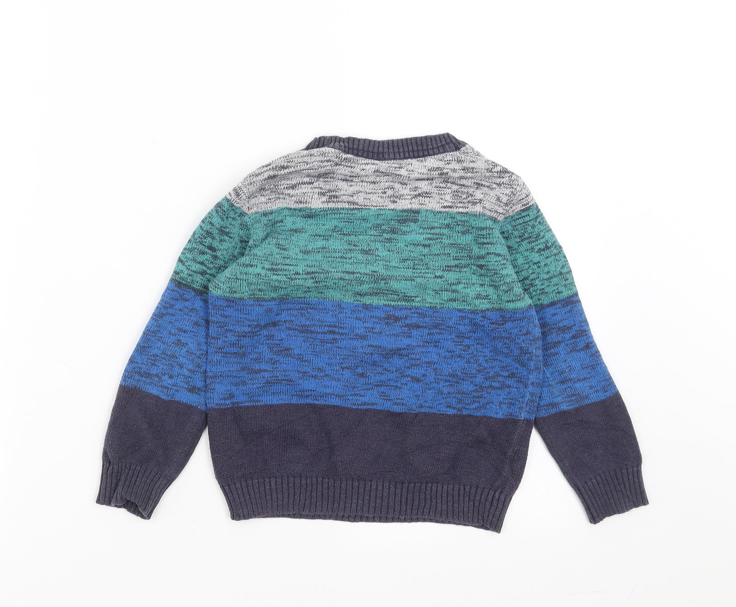 Duck & Dodge Boys Blue Striped Knit Pullover Jumper Size 4-5 Years