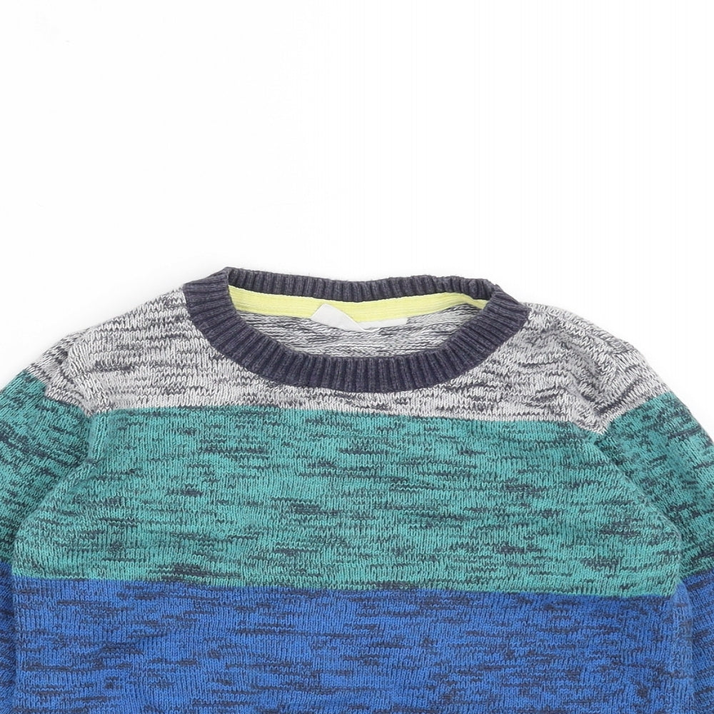 Duck & Dodge Boys Blue Striped Knit Pullover Jumper Size 4-5 Years
