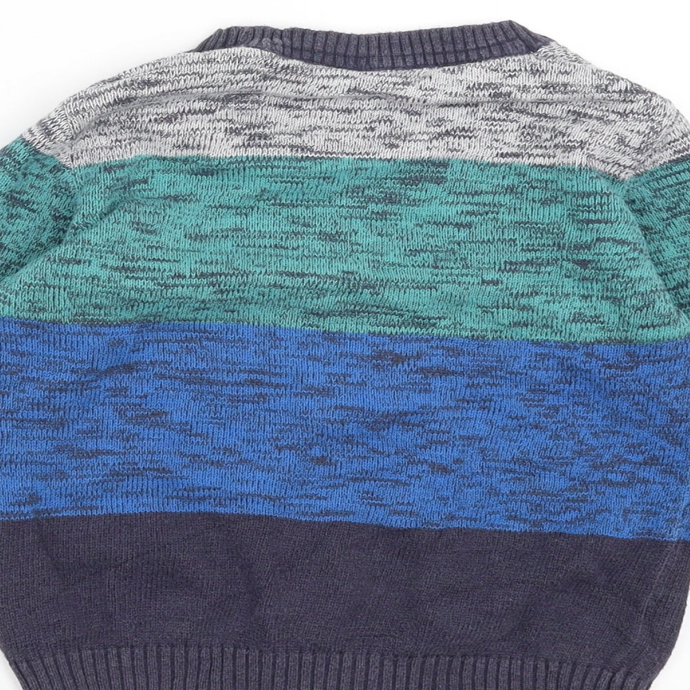 Duck & Dodge Boys Blue Striped Knit Pullover Jumper Size 4-5 Years