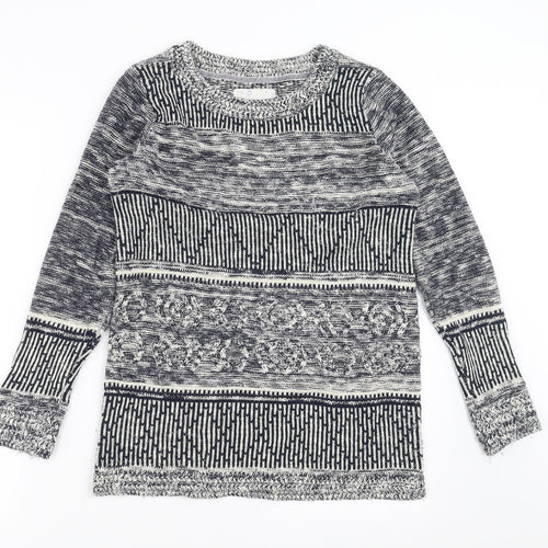 Matalan Womens Blue Geometric Knit Pullover Jumper Size 12