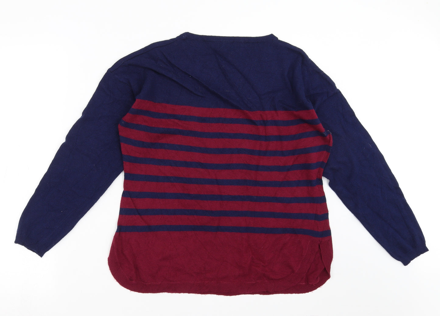 First Avenue Womens Black Striped Knit Pullover Jumper Size M