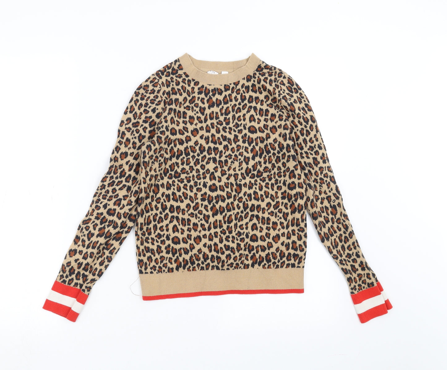 Gap Girls Brown Animal Print Knit Pullover Jumper Size 12-13 Years