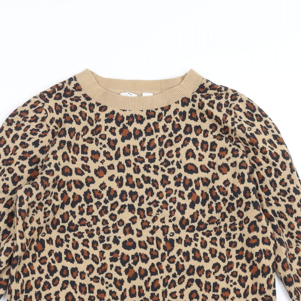 Gap Girls Brown Animal Print Knit Pullover Jumper Size 12-13 Years