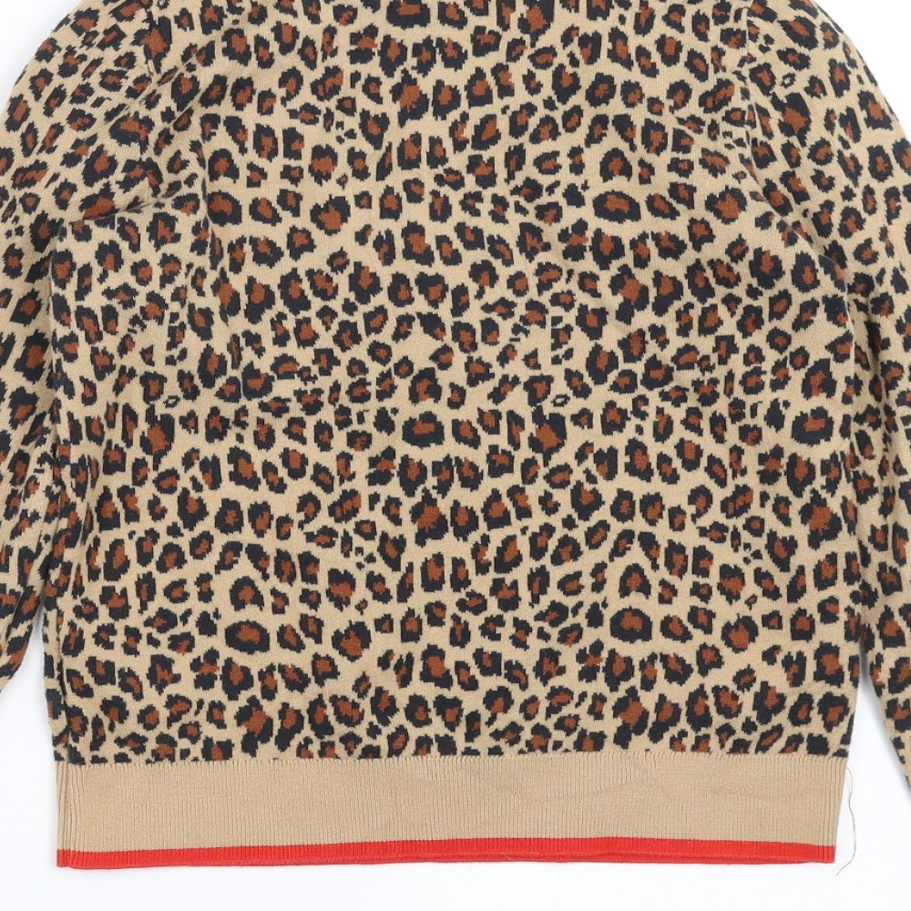 Gap Girls Brown Animal Print Knit Pullover Jumper Size 12-13 Years