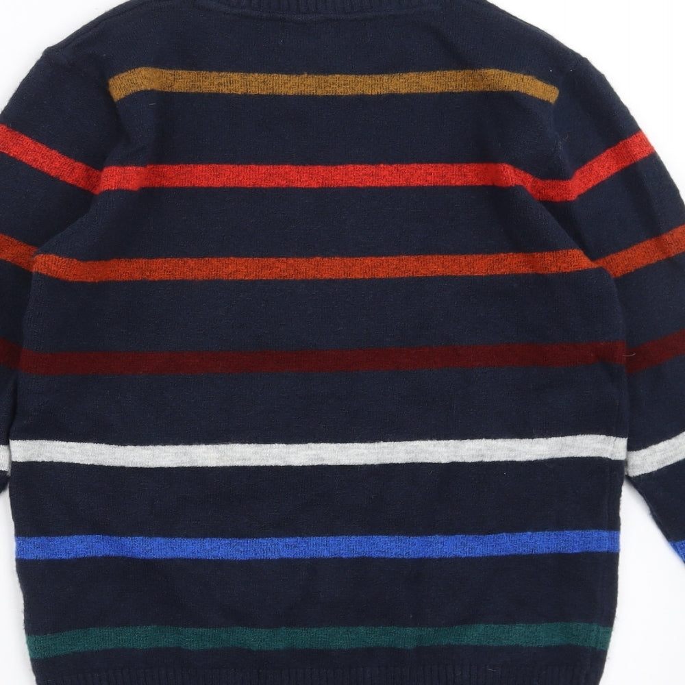 Marks and Spencer Boys Blue Striped Knit Pullover Jumper Size 11-12 Years