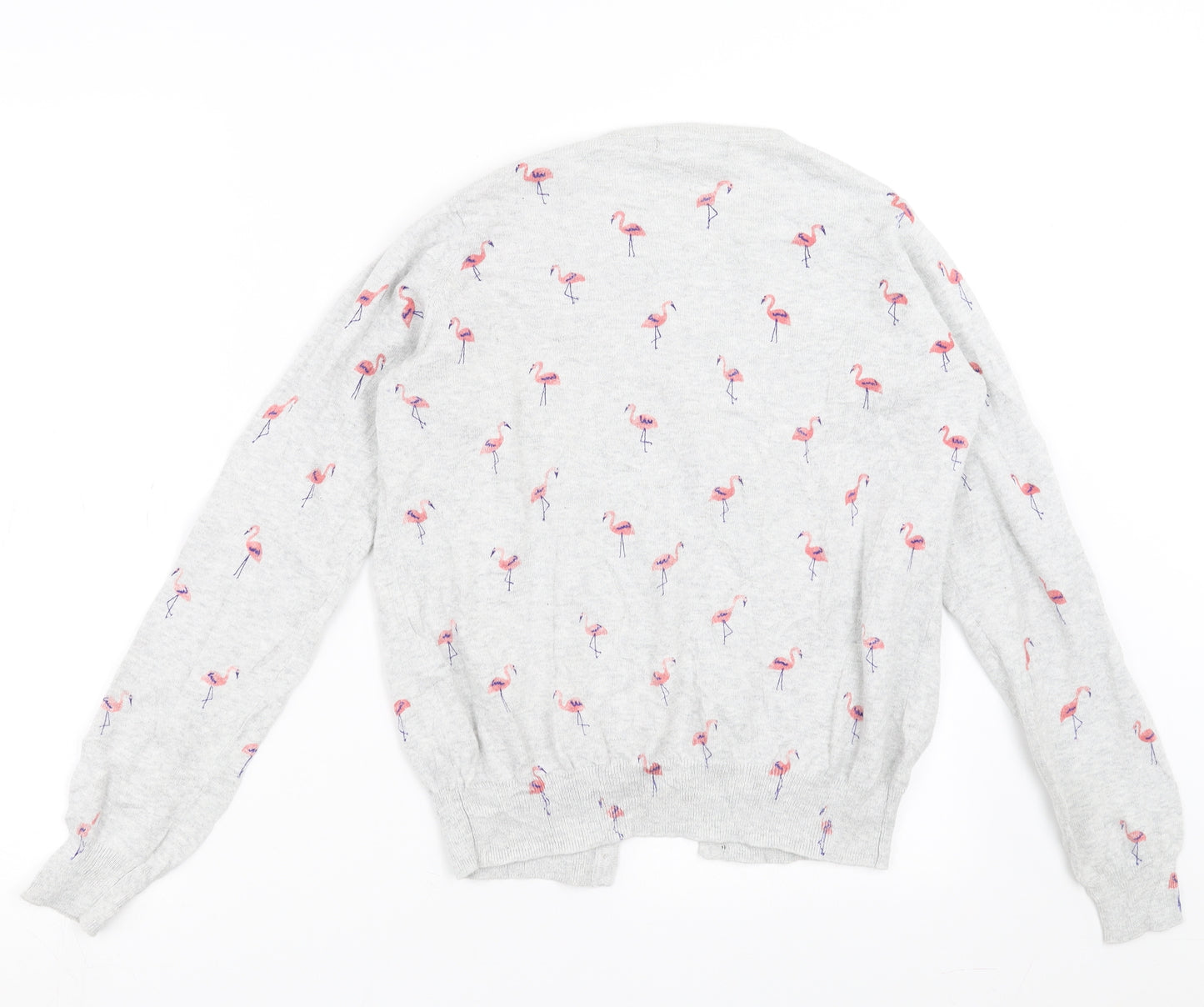 Primark Womens Grey  Knit Cardigan Jumper Size 10  - flamingo