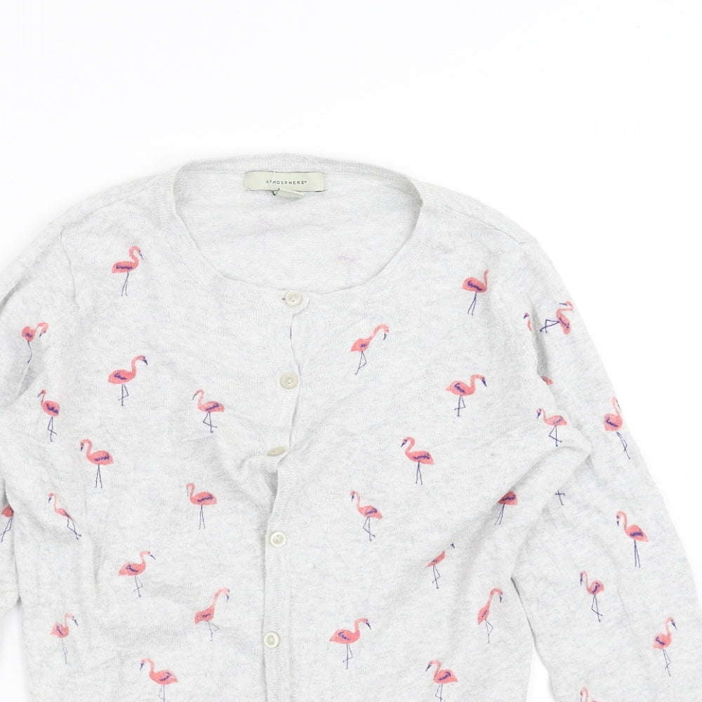 Primark Womens Grey  Knit Cardigan Jumper Size 10  - flamingo
