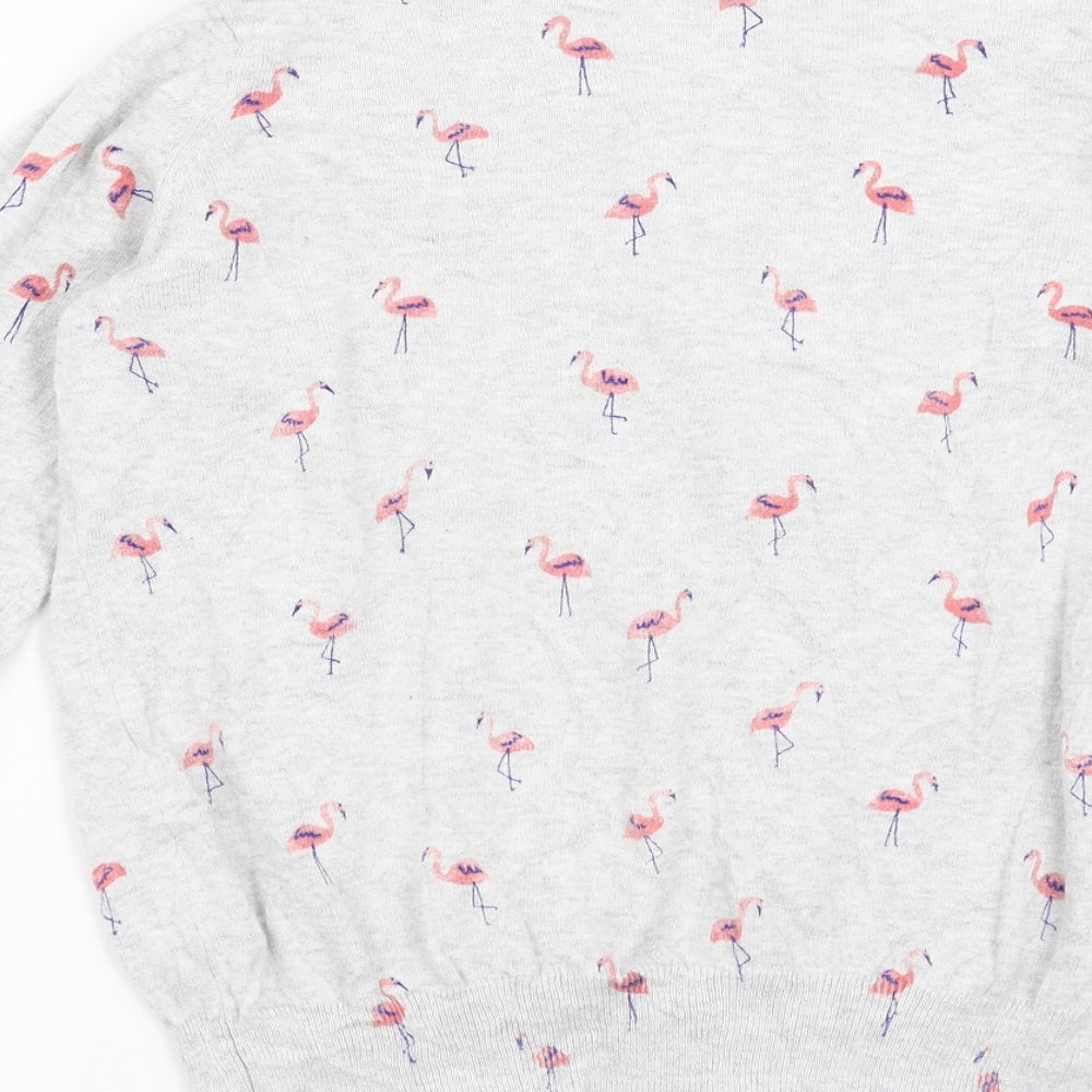 Primark Womens Grey  Knit Cardigan Jumper Size 10  - flamingo