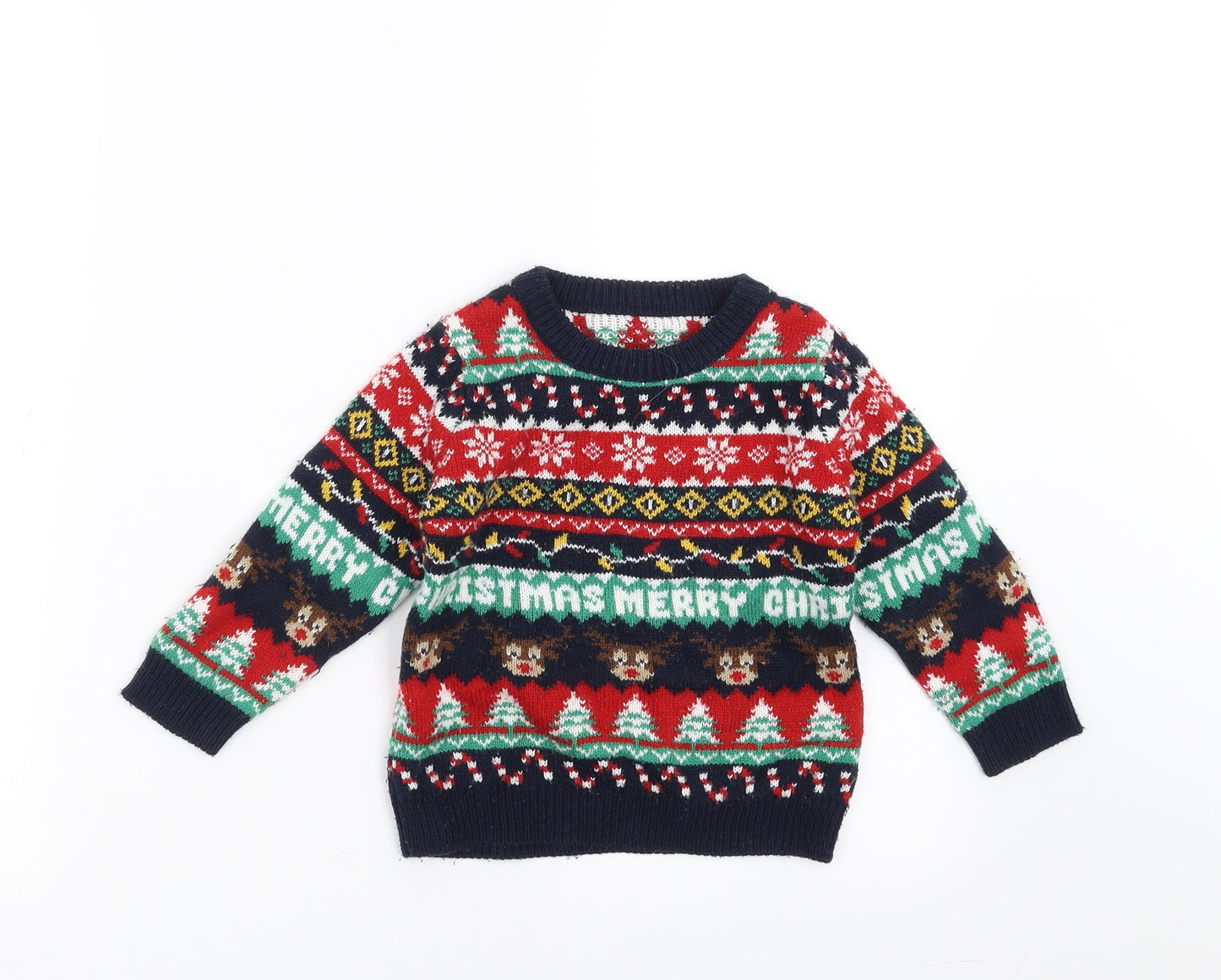 Matalan Boys Blue Fair Isle Knit Pullover Jumper Size 2-3 Years  - Christmas jumper