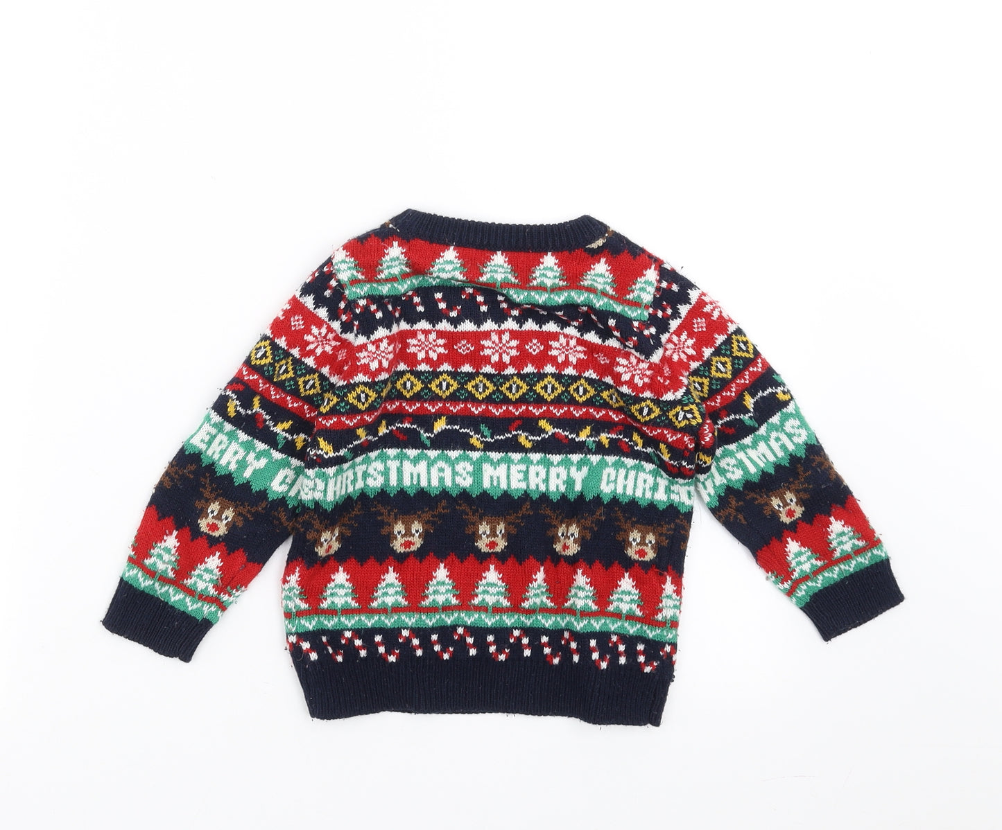 Matalan Boys Blue Fair Isle Knit Pullover Jumper Size 2-3 Years  - Christmas jumper