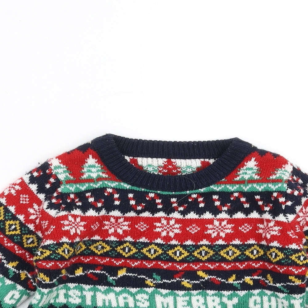 Matalan Boys Blue Fair Isle Knit Pullover Jumper Size 2-3 Years  - Christmas jumper