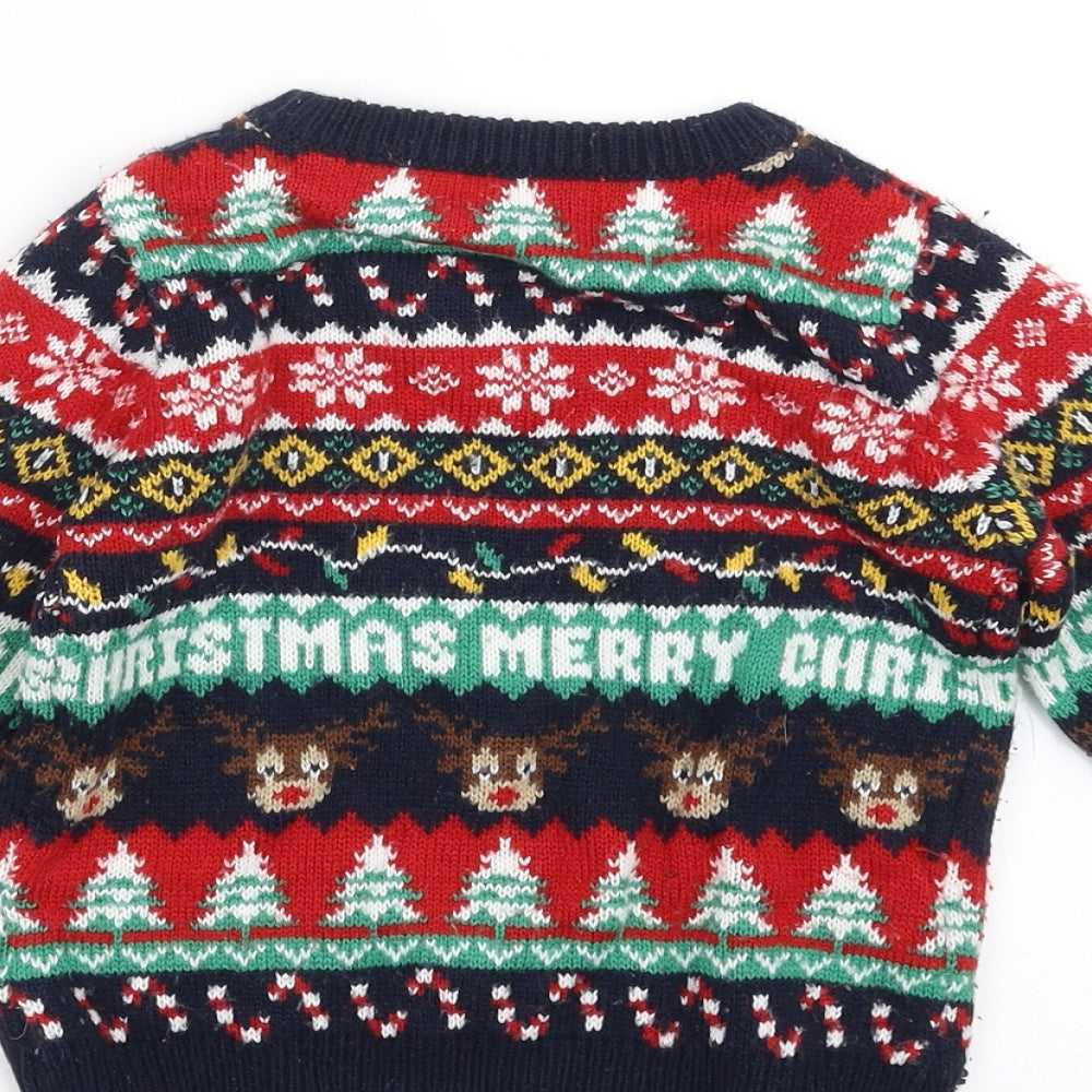 Matalan Boys Blue Fair Isle Knit Pullover Jumper Size 2-3 Years  - Christmas jumper