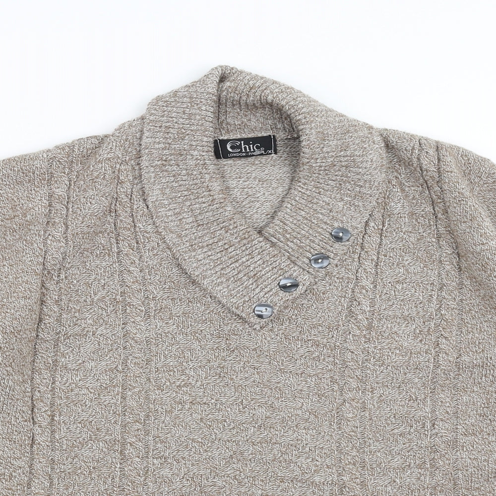 Chic London Paris Womens Beige  Knit Pullover Jumper Size L