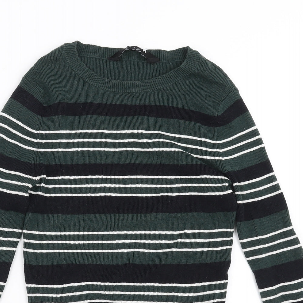 New Look Girls Green Striped  Pullover Jumper Size 12-13 Years