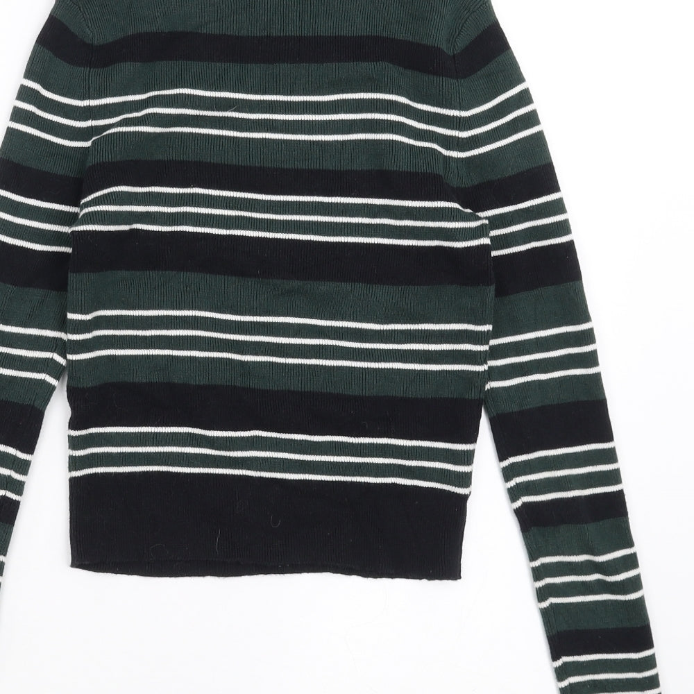 New Look Girls Green Striped  Pullover Jumper Size 12-13 Years