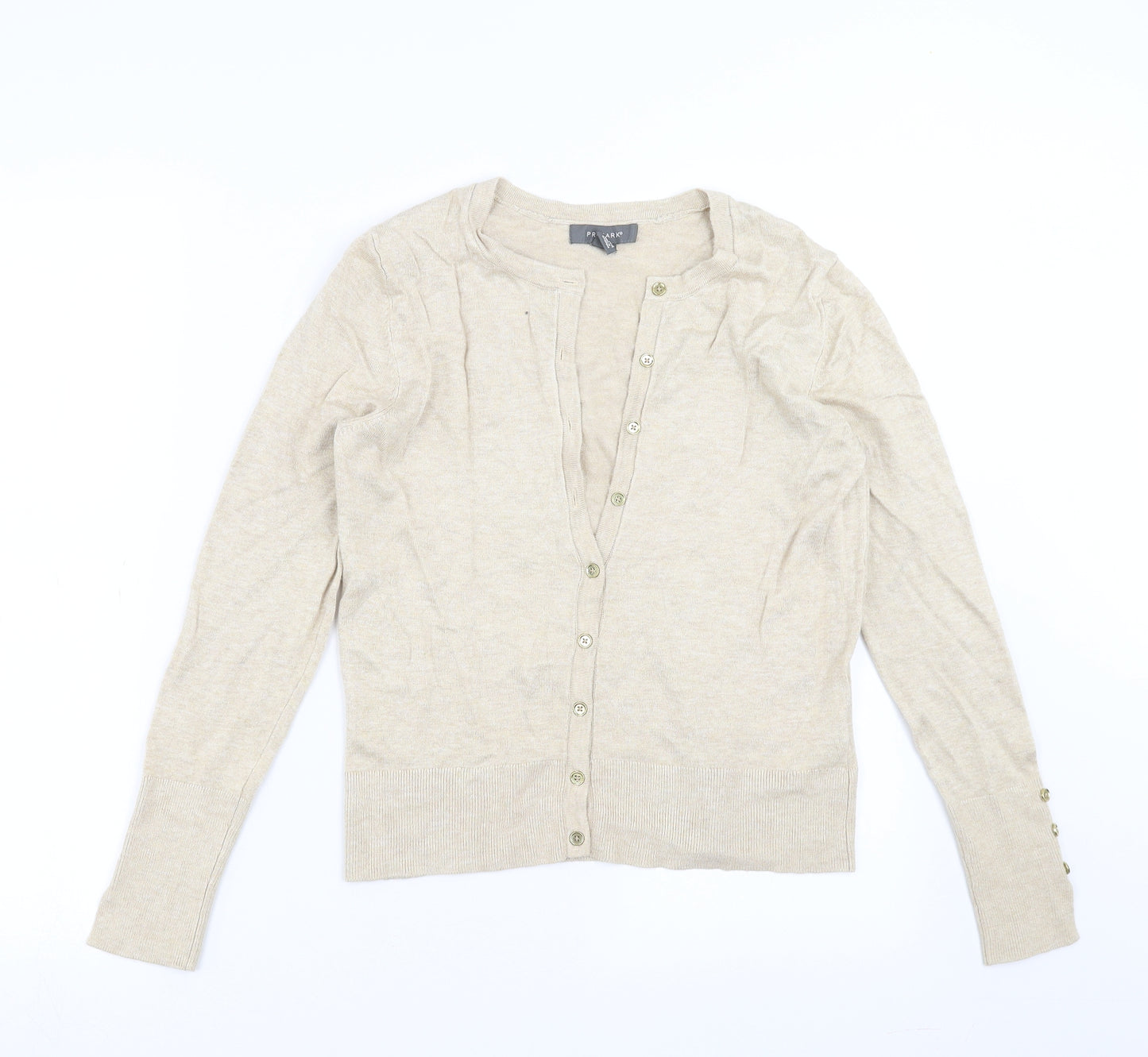 Primark Womens Beige  Knit Cardigan Jumper Size M