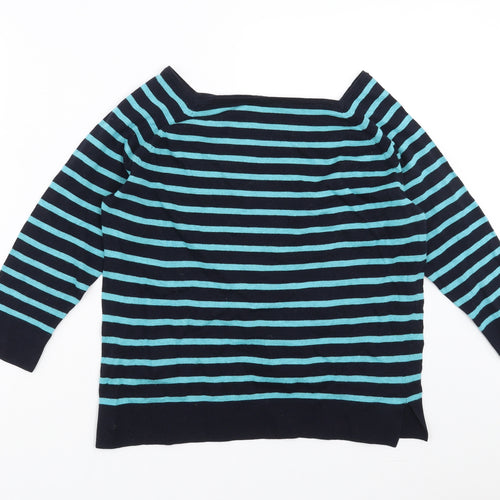 Jaeger Womens Blue Striped Knit Pullover Jumper Size L