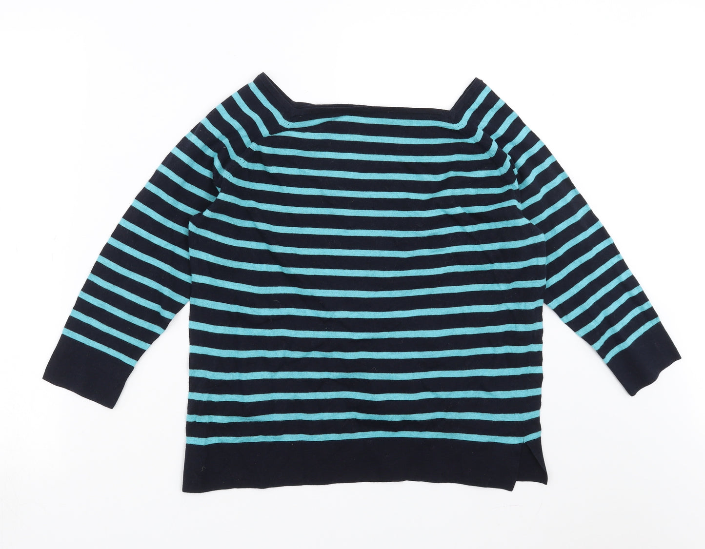 Jaeger Womens Blue Striped Knit Pullover Jumper Size L