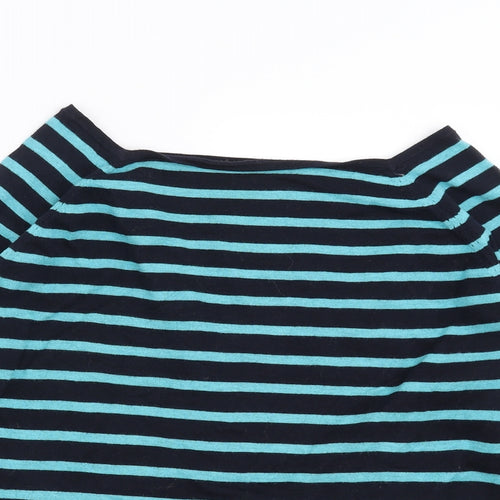 Jaeger Womens Blue Striped Knit Pullover Jumper Size L
