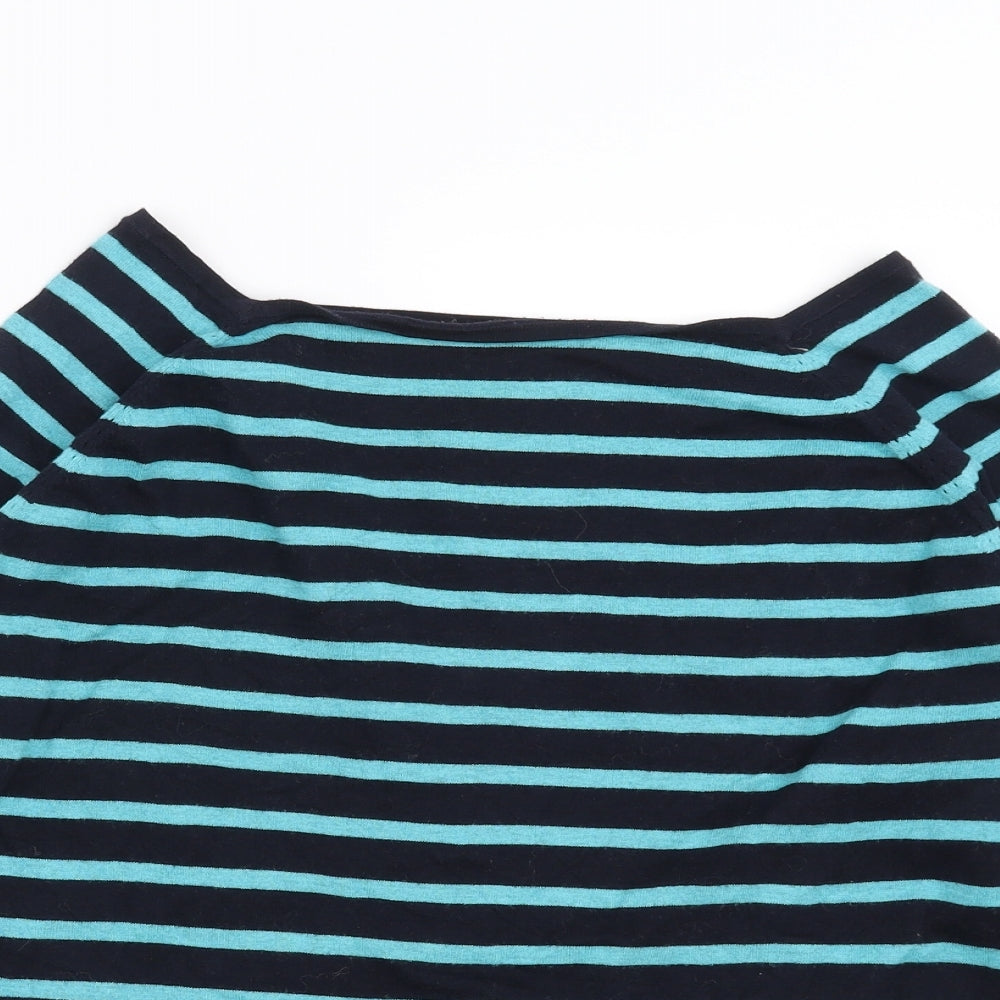 Jaeger Womens Blue Striped Knit Pullover Jumper Size L