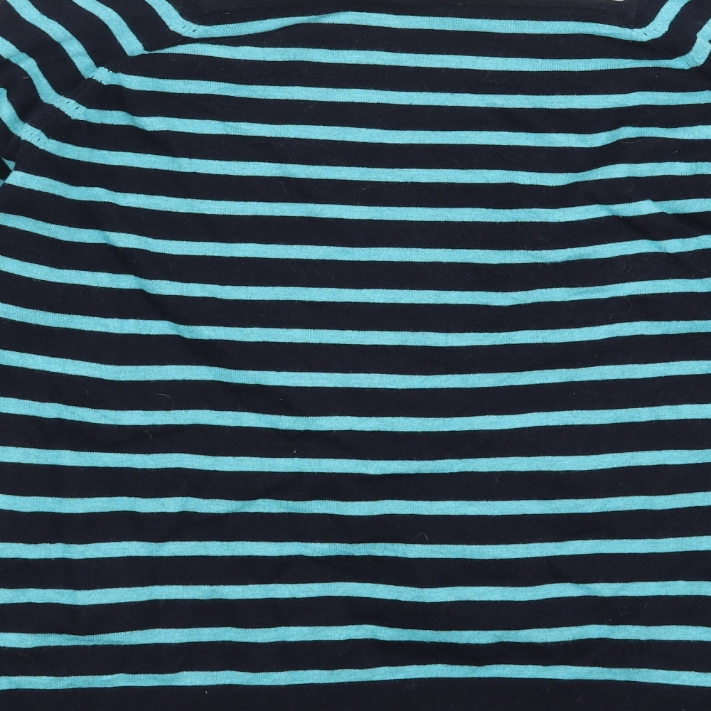 Jaeger Womens Blue Striped Knit Pullover Jumper Size L