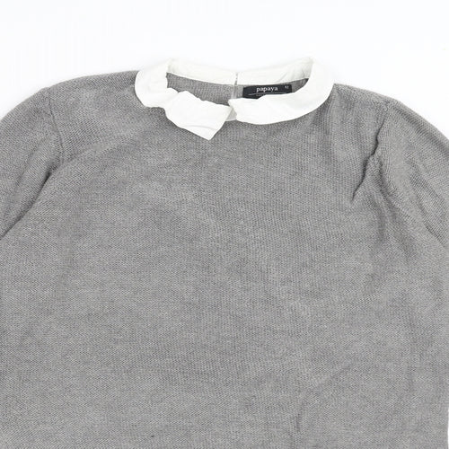 Papaya Womens Grey  Knit Pullover Jumper Size 12  - Under Shirt detail