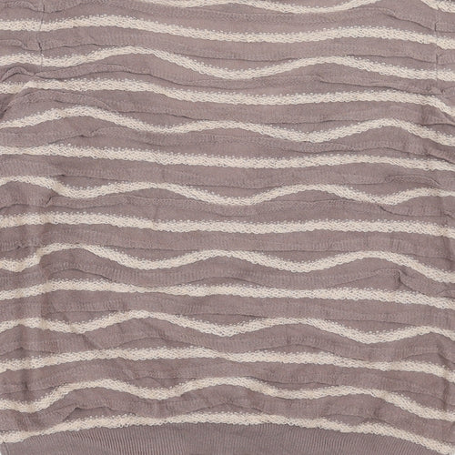 H&M Womens Beige Striped Knit Cardigan Jumper Size M
