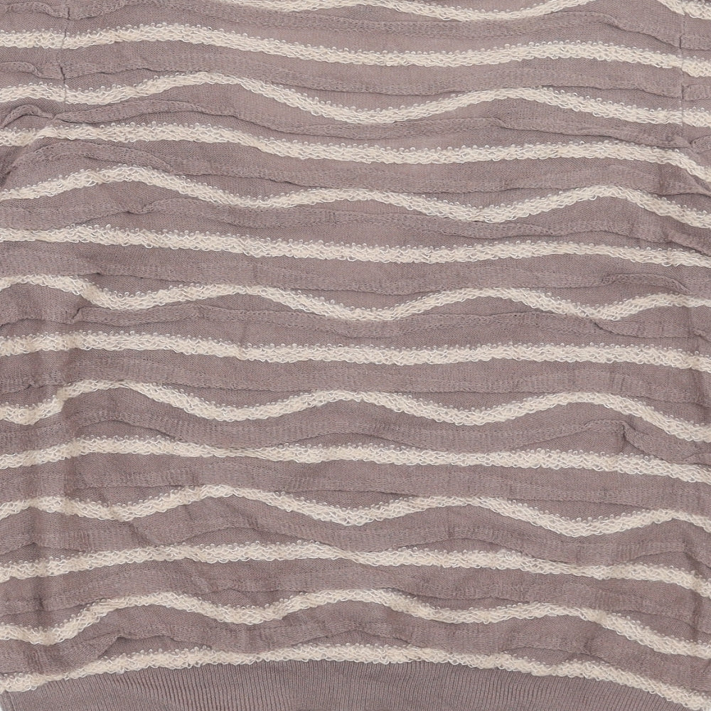 H&M Womens Beige Striped Knit Cardigan Jumper Size M