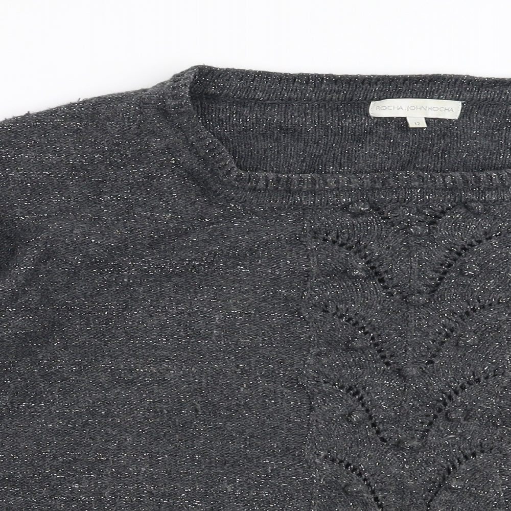 RJR.John Rocha Womens Grey  Knit Pullover Jumper Size 12